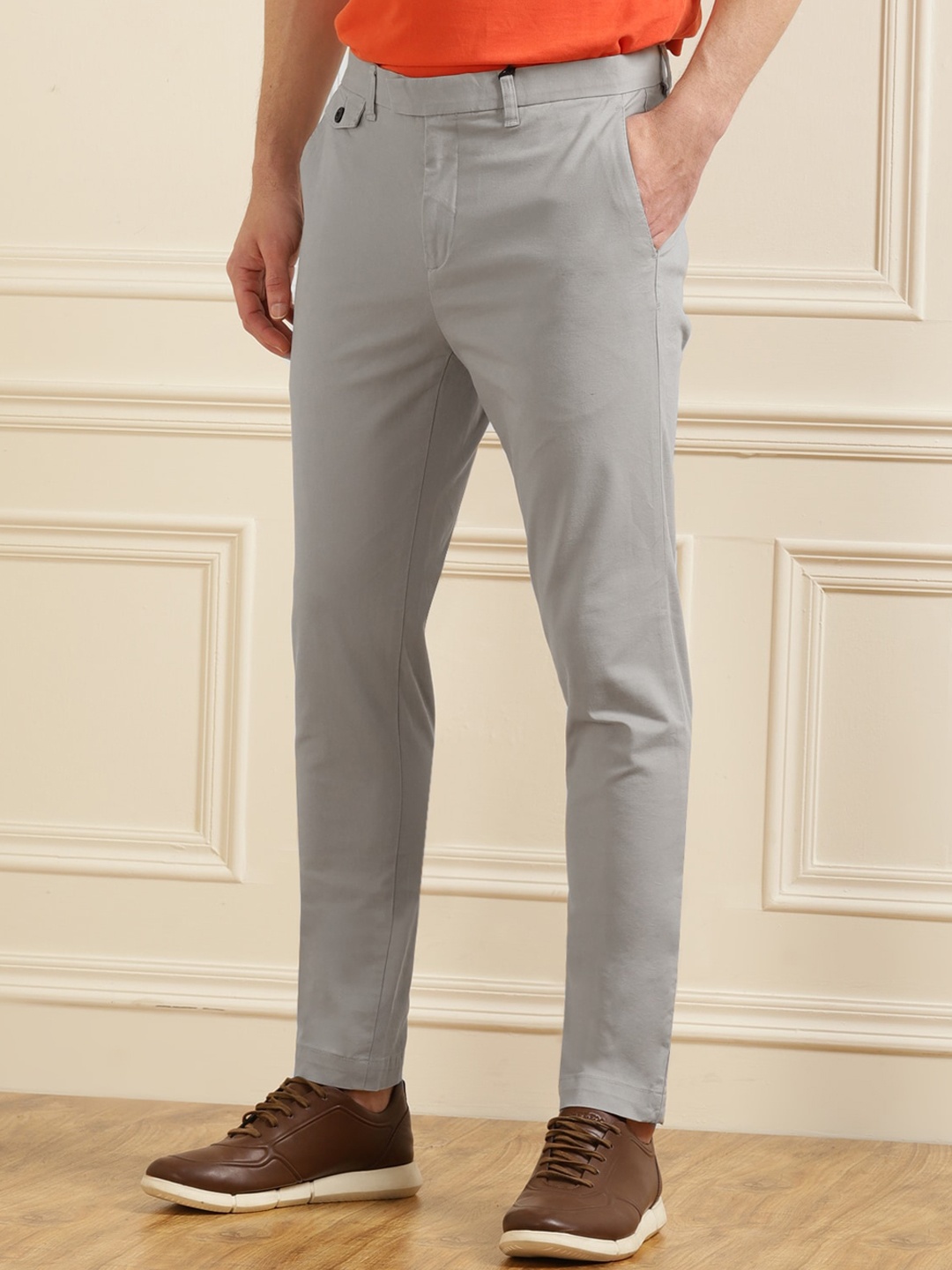 

Ted Baker Men Slim Fit Cotton Trousers, Grey