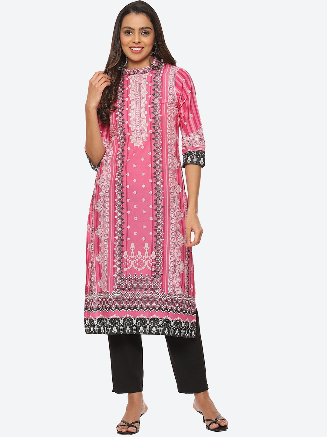 

Biba Ethnic Motifs Printed Kurta, Pink