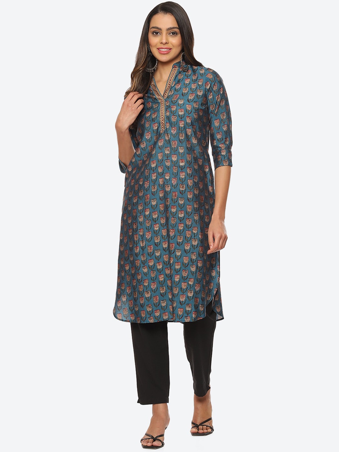 

Biba Women Ethnic Motifs Printed Kurta, Teal