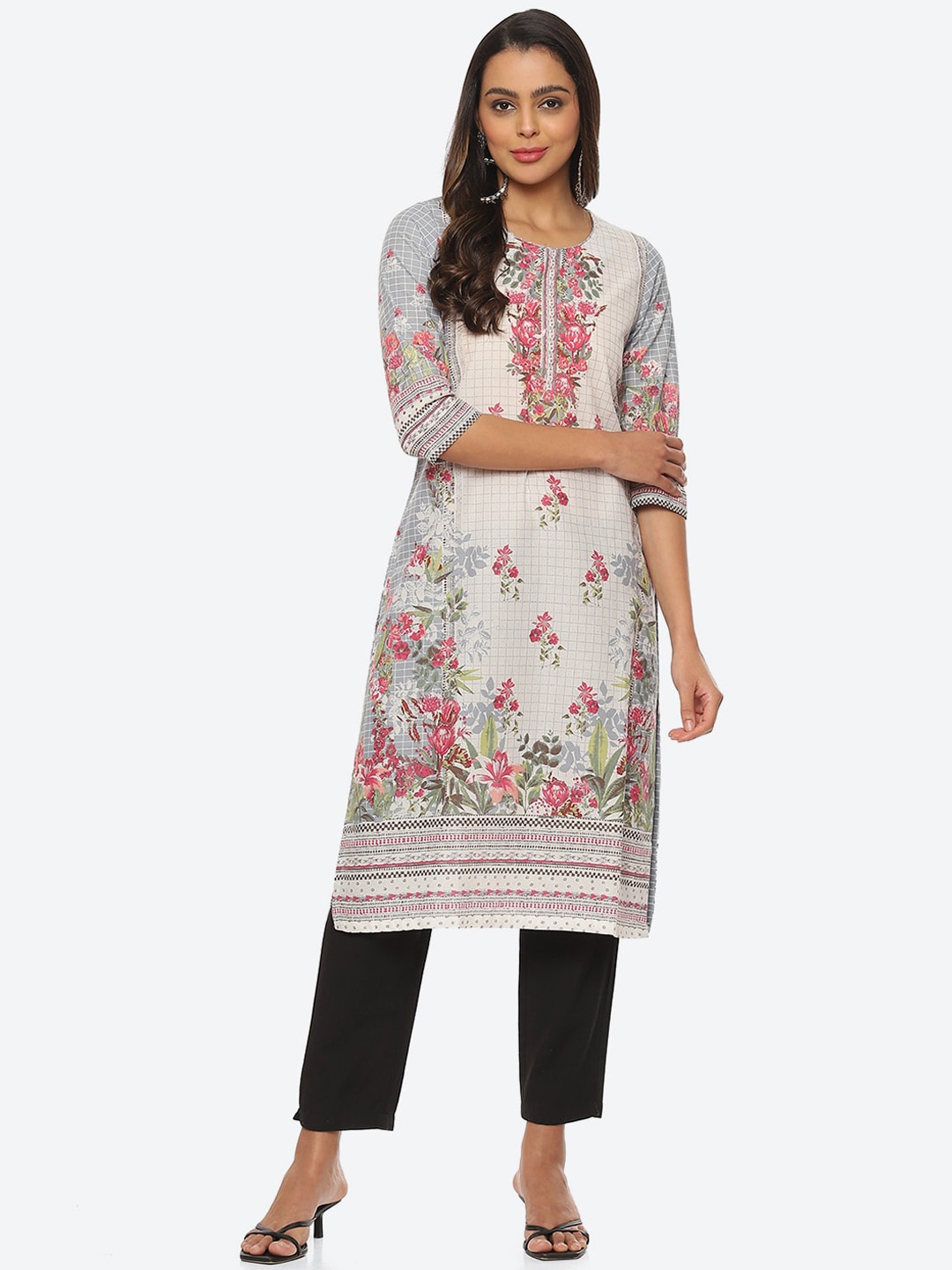 

Biba Plus Size Floral Printed Kurta, Blue