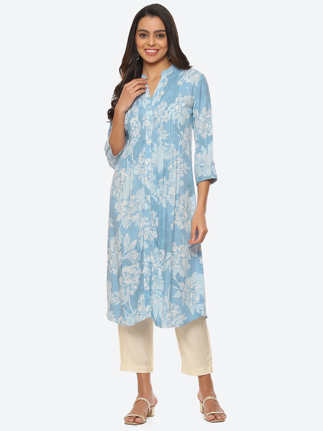 

Biba Women Floral Printed Kurta, Teal