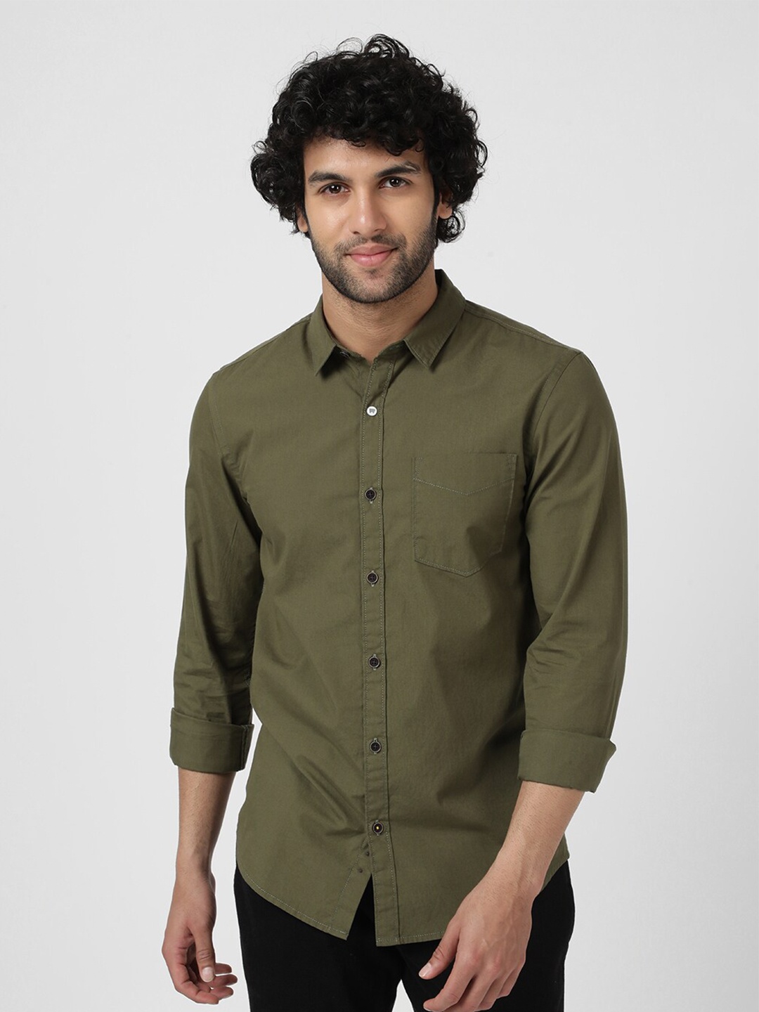 

Wrangler Men Slim Fit Casual Cotton Shirt, Green