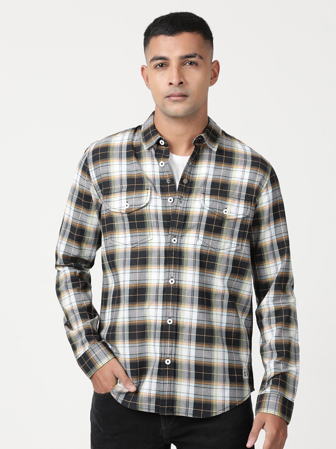 

Lee Men Tartan Checked Casual Cotton Shirt, Green