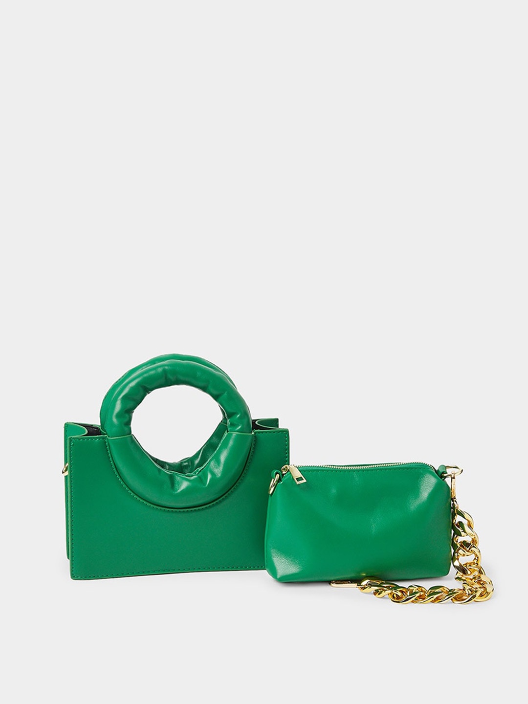 

Styli Chunky Chain Detail Handbag with Inner Pouch, Green