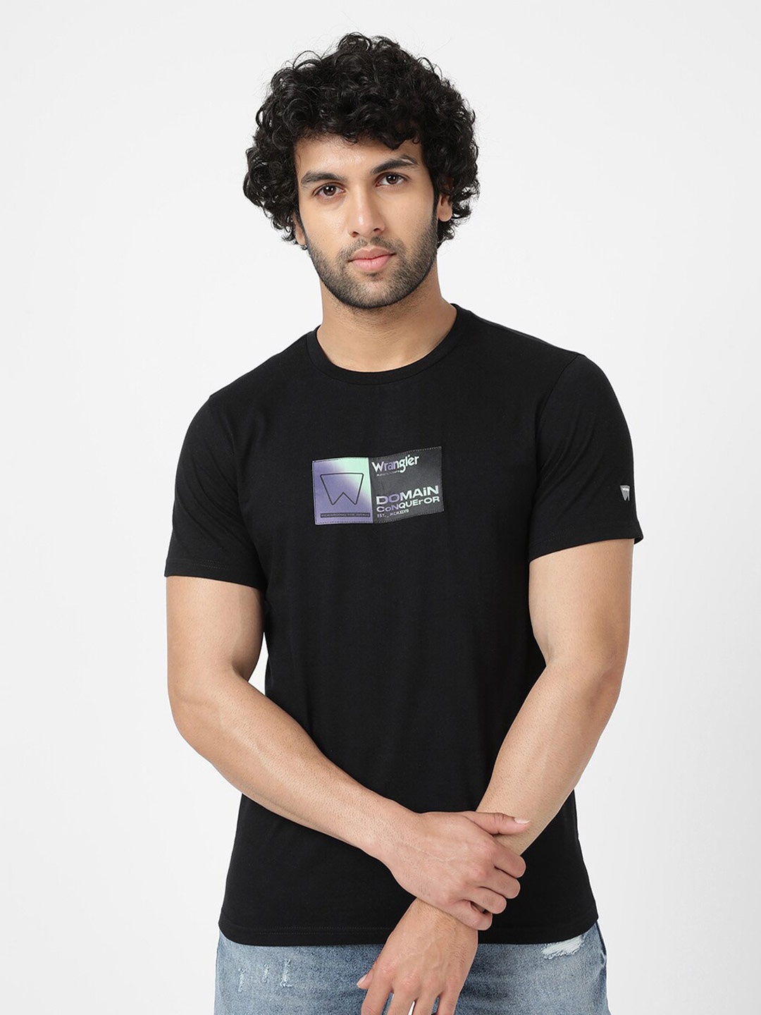 

Wrangler Men Typography Printed Cotton T-shirt, Black