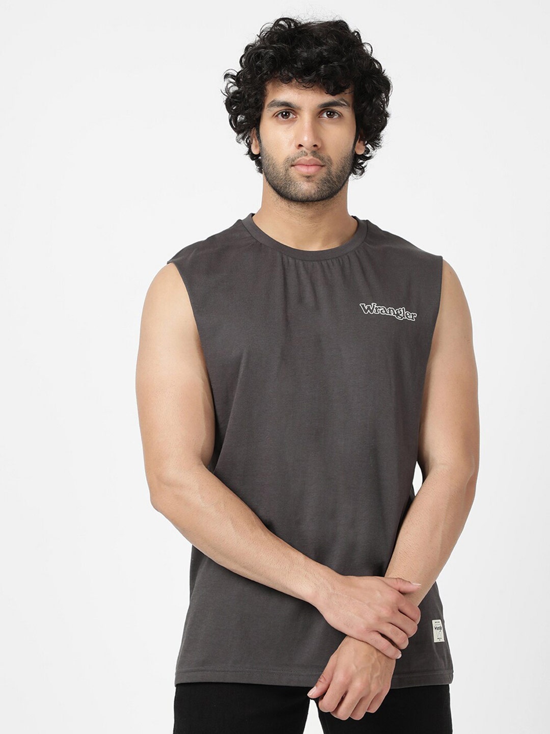 

Wrangler Men Typography Printed Cotton T-shirt, Grey