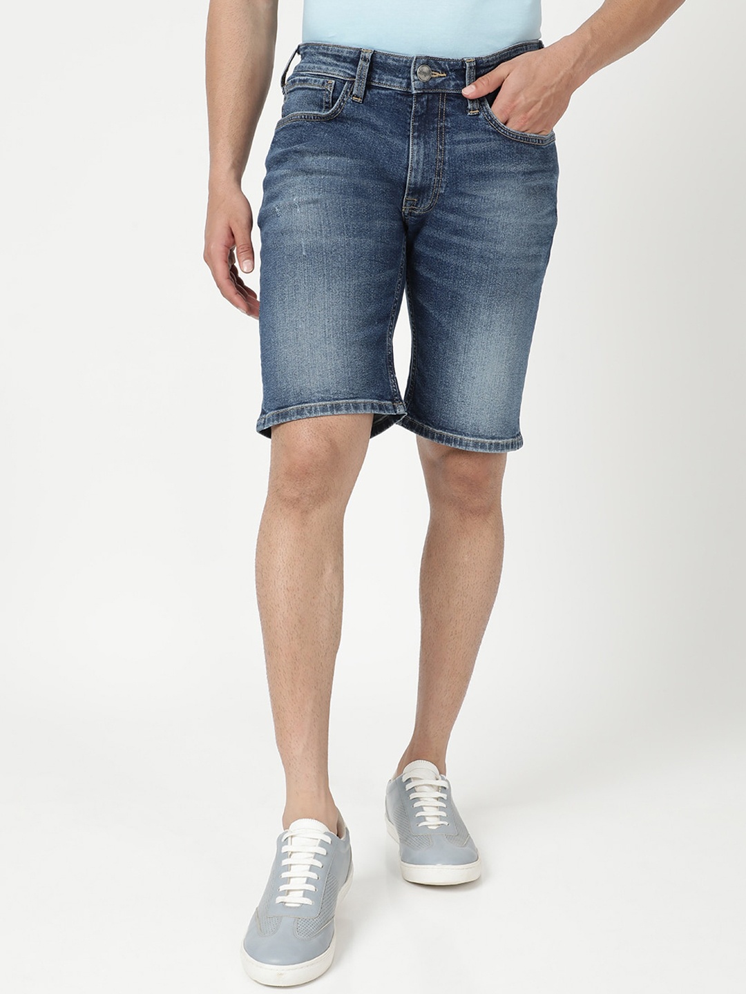 

Wrangler Men Washed Slim Fit Denim Shorts, Blue