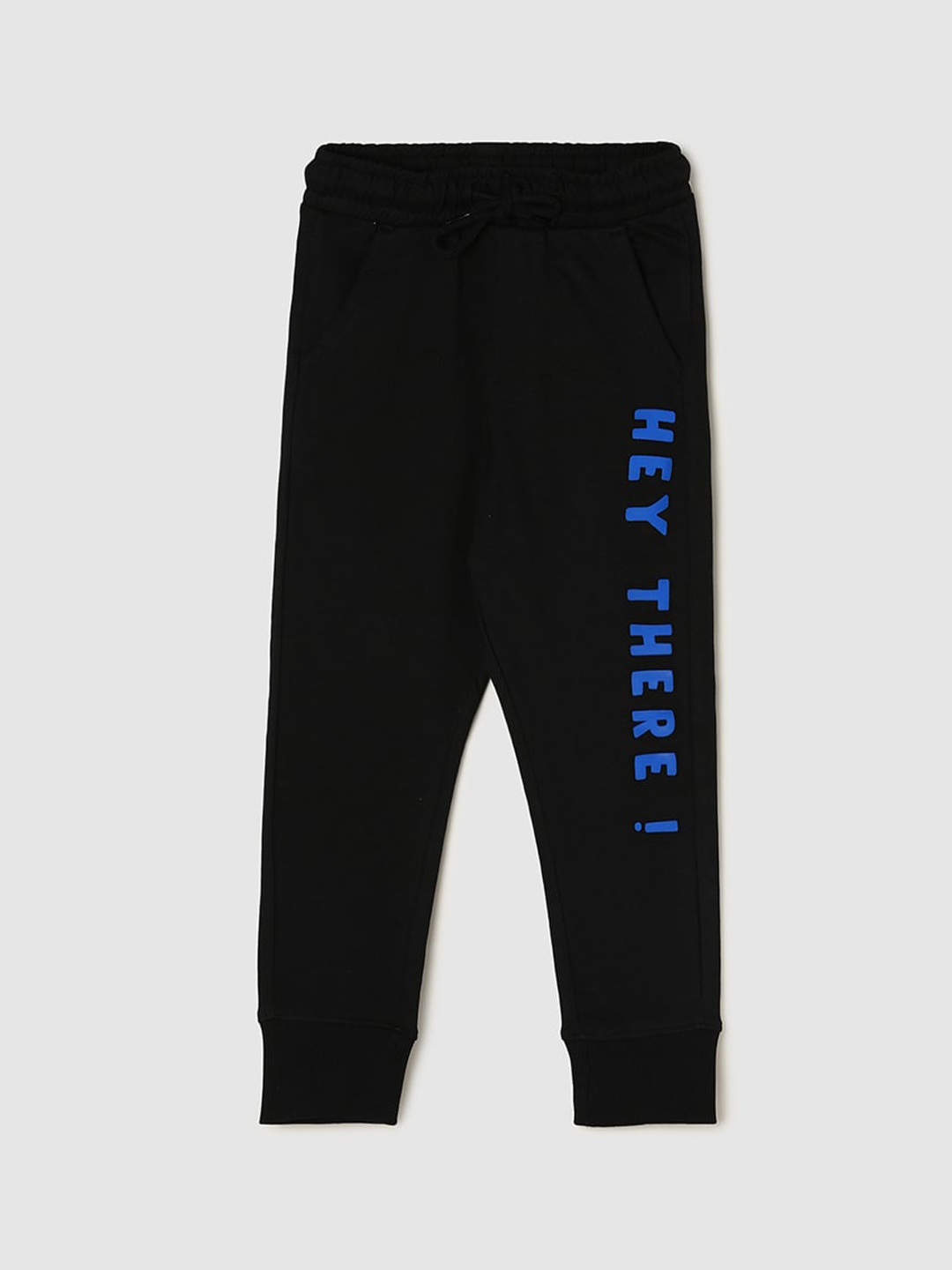max Boys Printed Cotton Joggers, Black