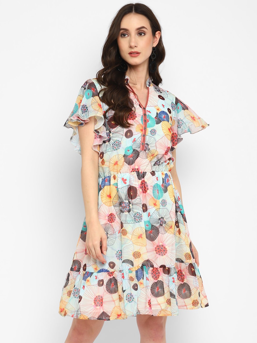 

Taurus Purple Floral Printed Georgette Dress