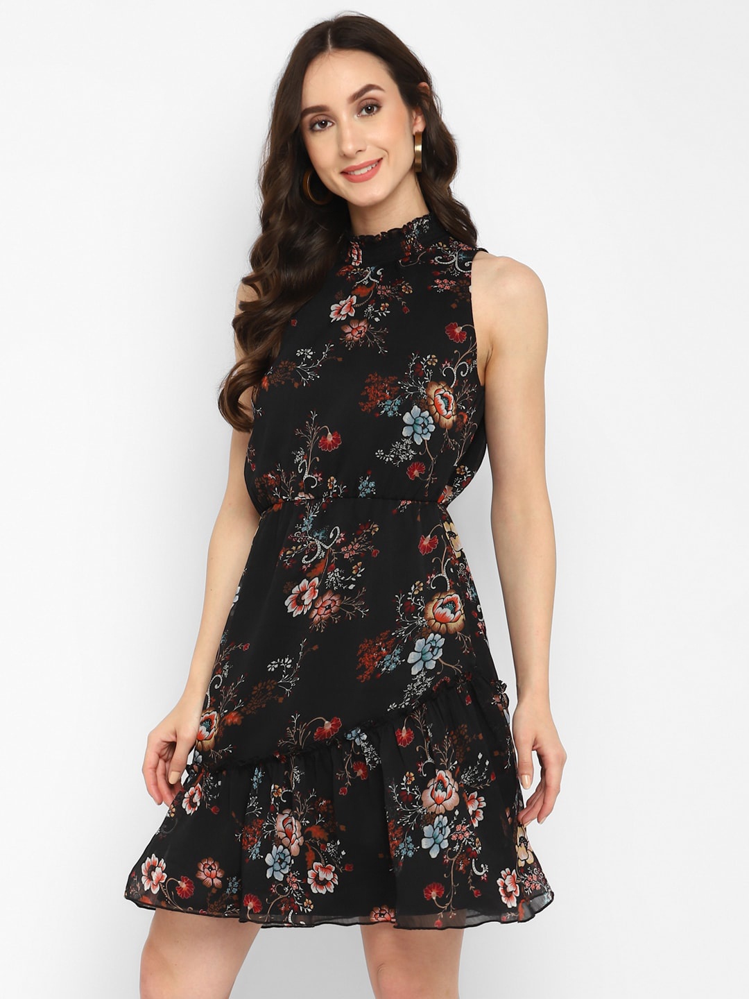 

Taurus Floral Printed Dress, Black