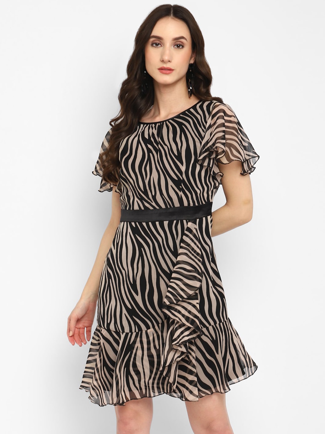 

Taurus Animal Printed A-Line Dress, Black