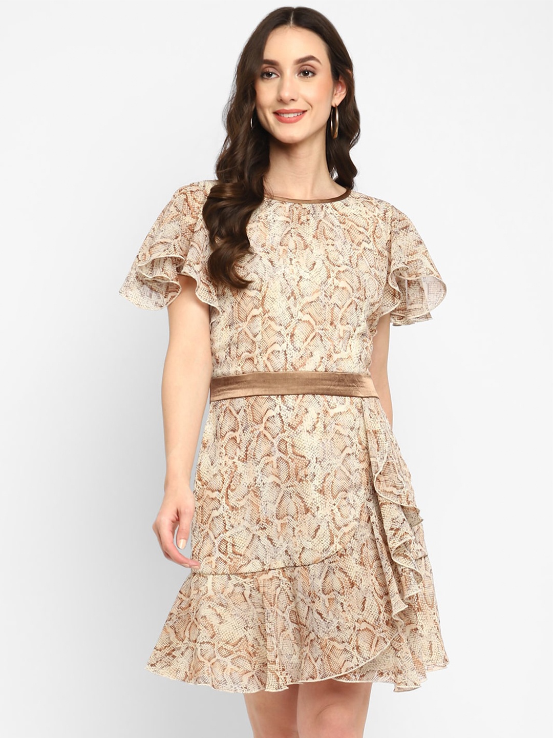 

Taurus Animal Printed A-Line Dress, Brown