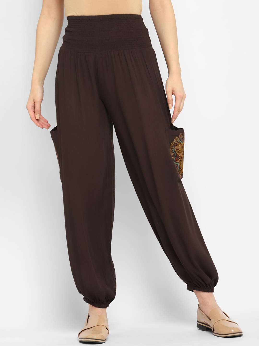 

Taurus Women Loose-Fit Harem Pants, Brown