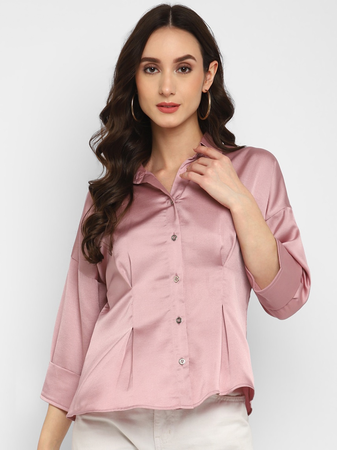 

Taurus Women Pleated Casual Shirt, Pink