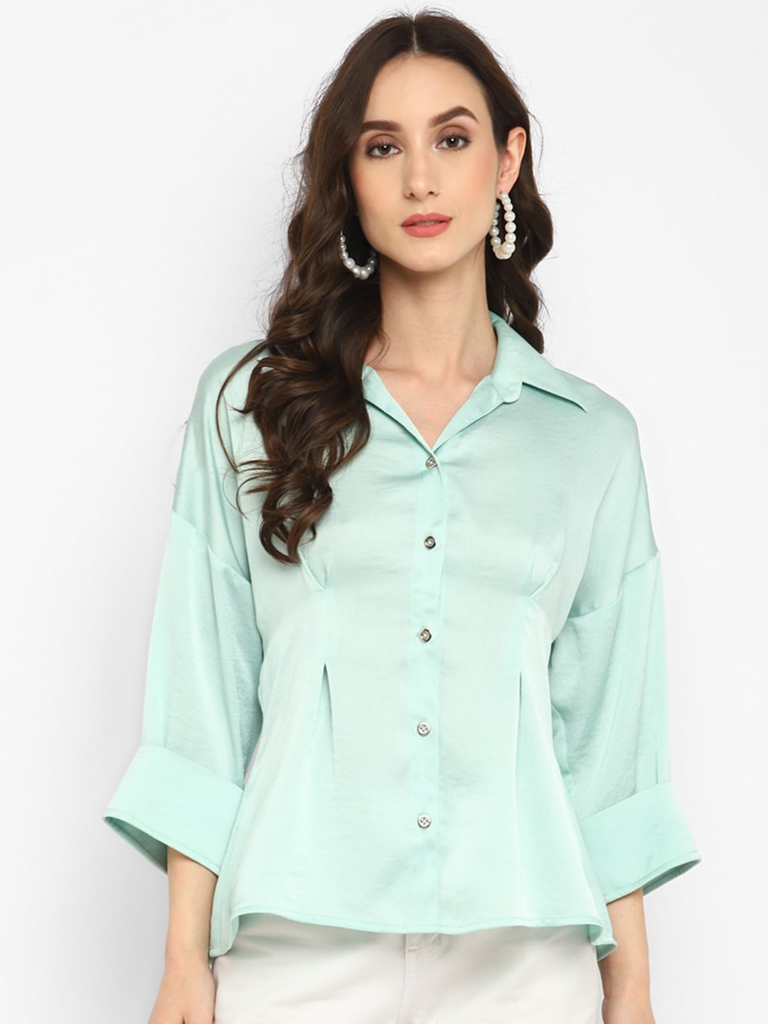 

Taurus Women Pleated Casual Shirt, Blue