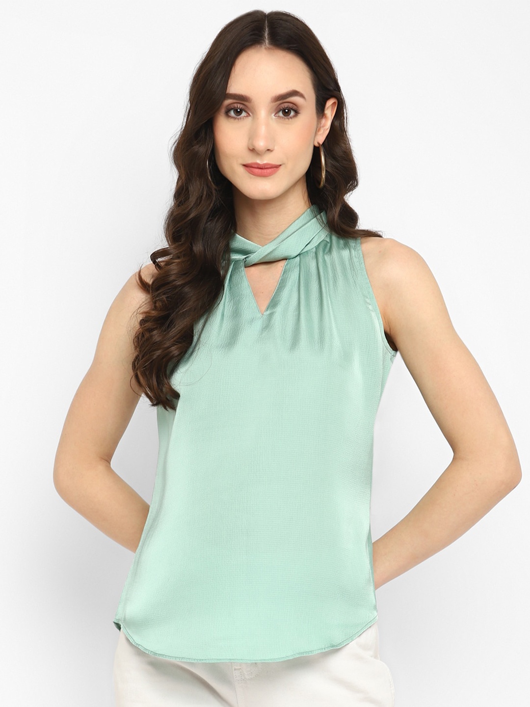

Taurus Keyhole Neck Sleeveless Top, Green