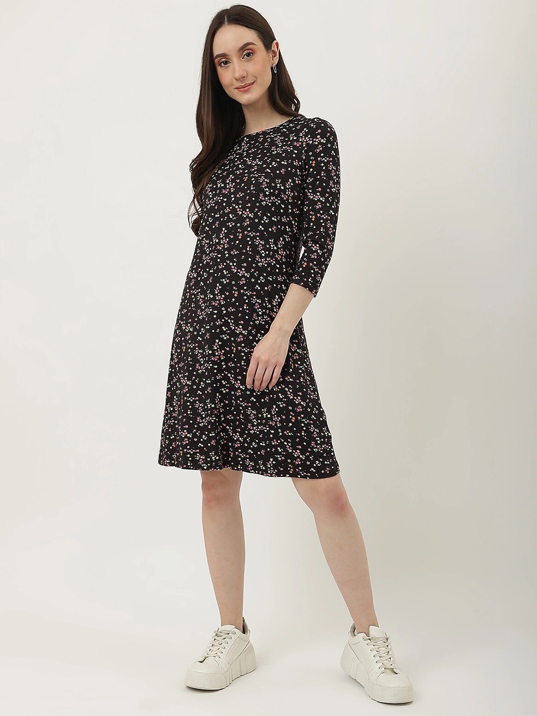 

Marks & Spencer Floral A-Line Dress, Black