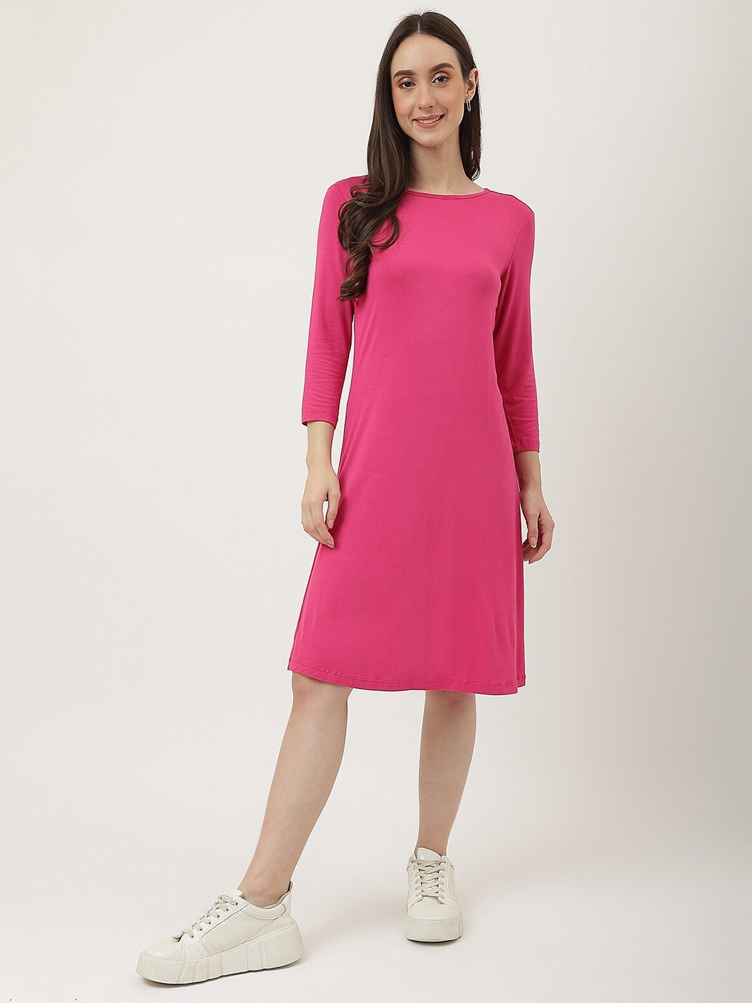

Marks & Spencer Boat Neck A-Line Dress, Pink