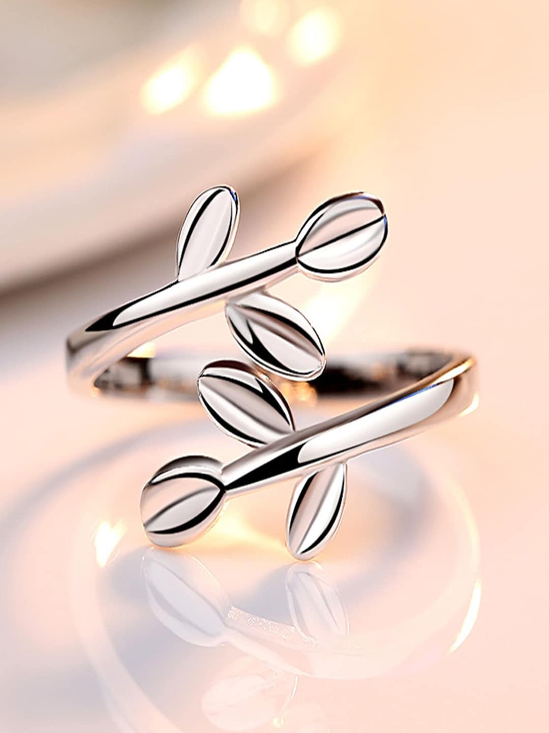 

Ethonica Women Sterling Silver-Plated Adjustable Finger Ring
