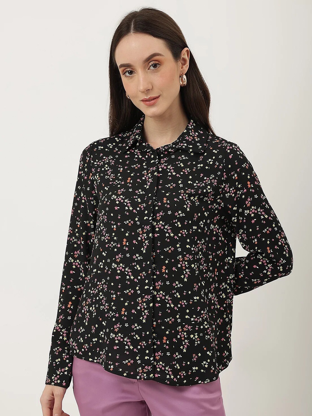 

Marks & Spencer Women Floral Printed Casual Shirt, Black