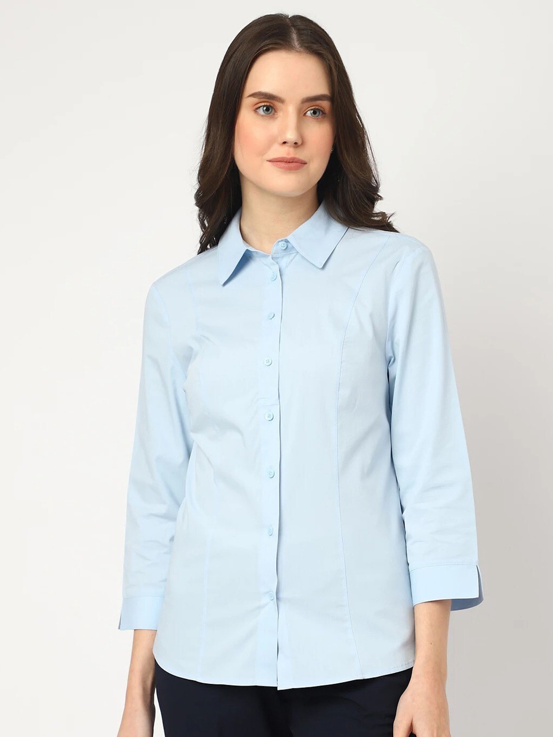 

Marks & Spencer Women Spread Collar Casual Shirt, Blue