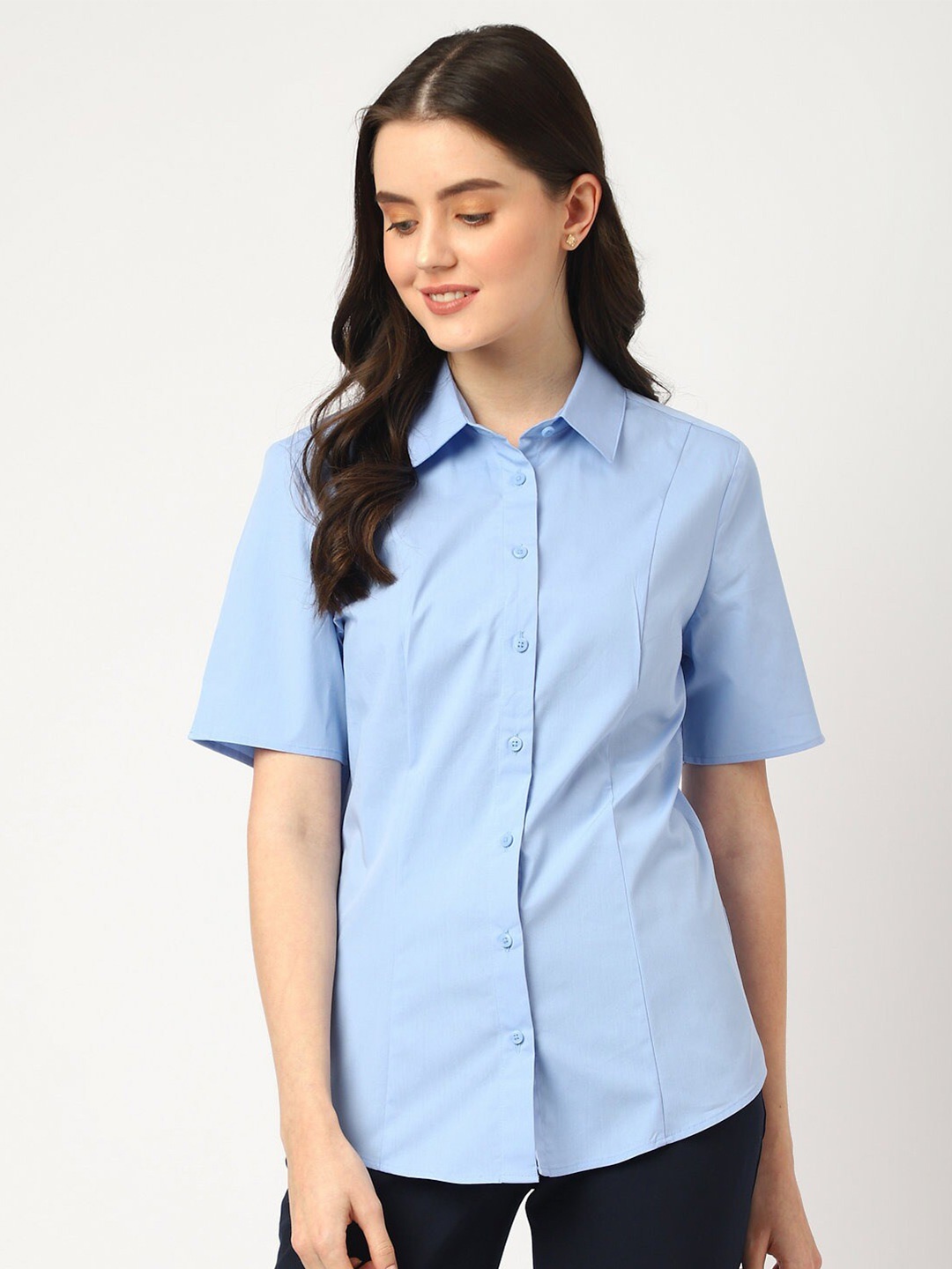 

Marks & Spencer Women Spread Collar Casual Shirt, Blue