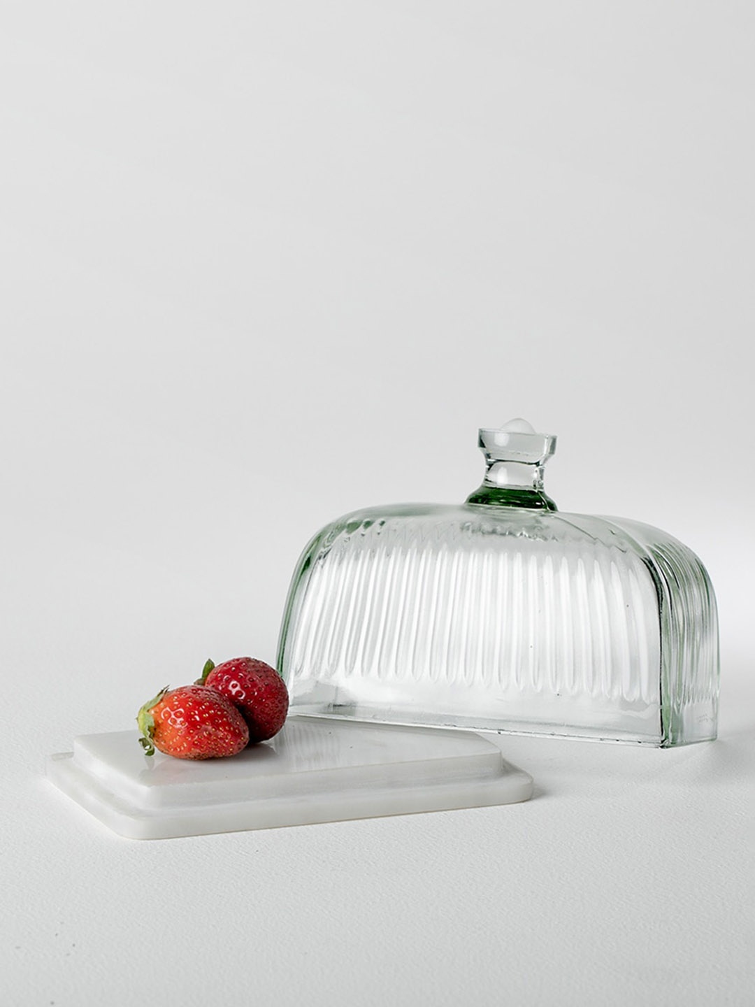 

ellementry Crown Transparent Glass & Marble Butter Dish