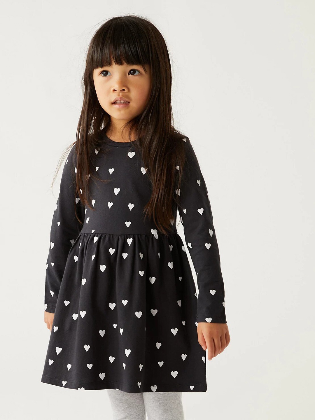 

Marks & Spencer Girls Conversational Printed Pure Cotton Fit & Flare Dress, Black