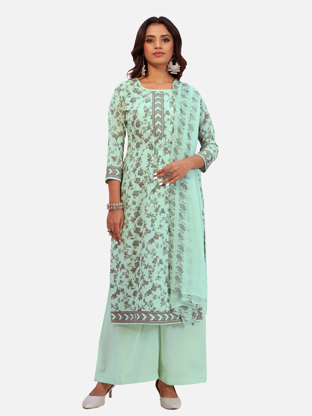 

SALWAR STUDIO Printed Unstitched Dress Material, Blue