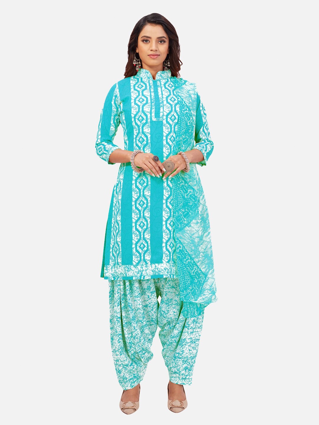 

SALWAR STUDIO Printed Unstitched Dress Material, Blue