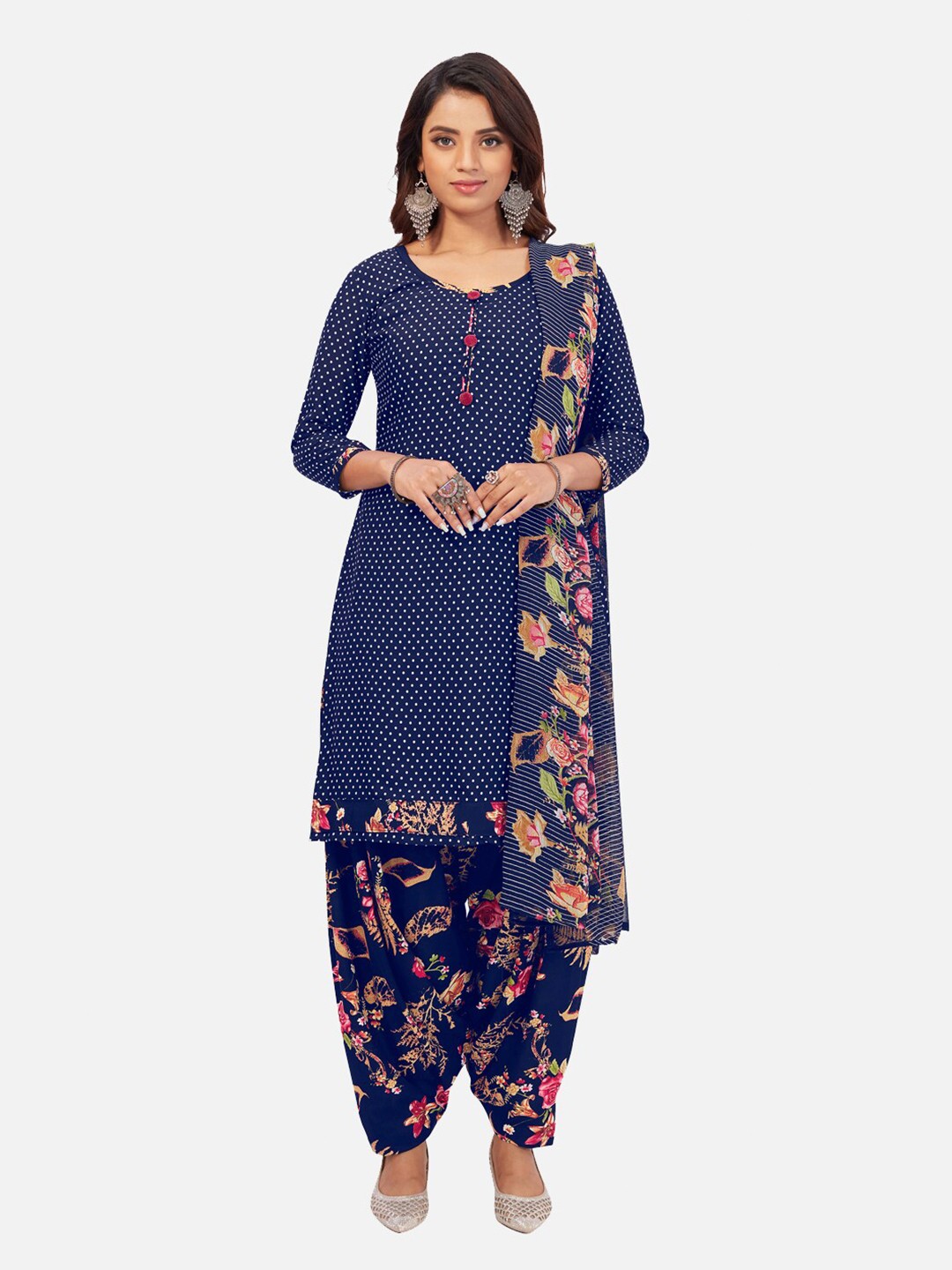 

SALWAR STUDIO Printed Unstitched Dress Material, Blue
