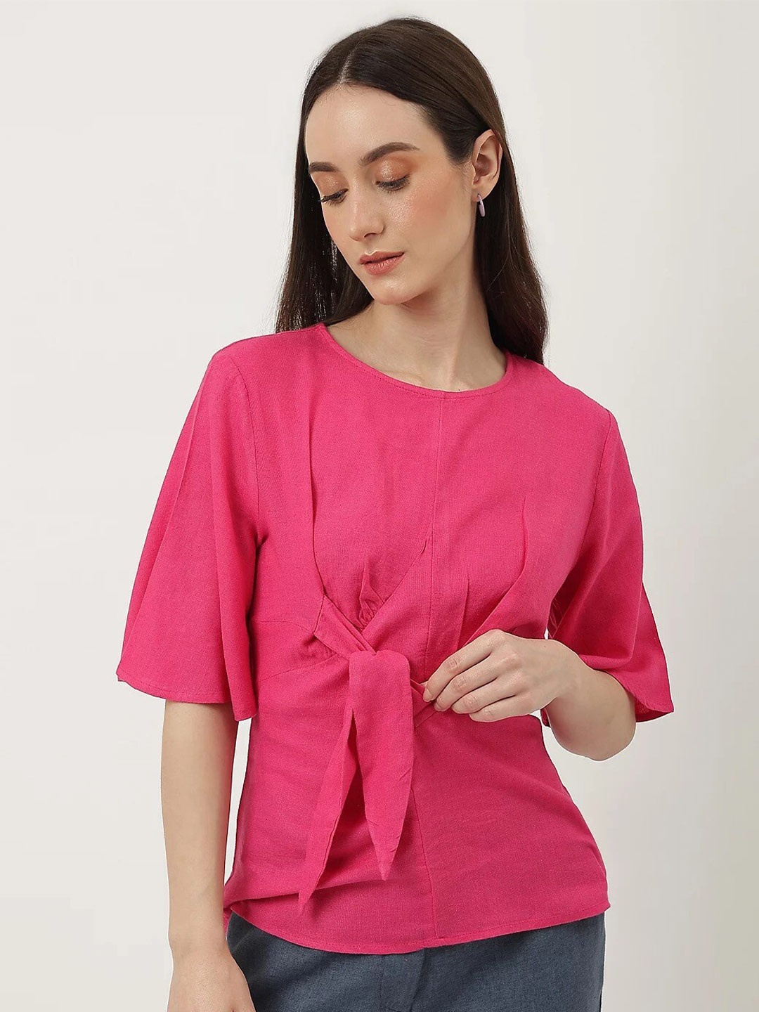 

Marks & Spencer Pink Tie-Up Detail Top
