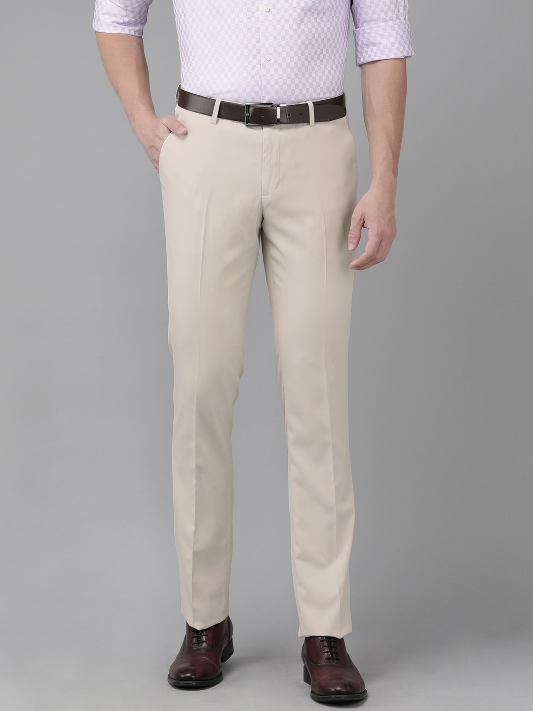 Arrow Men Tailored Formal Trousers, Cream