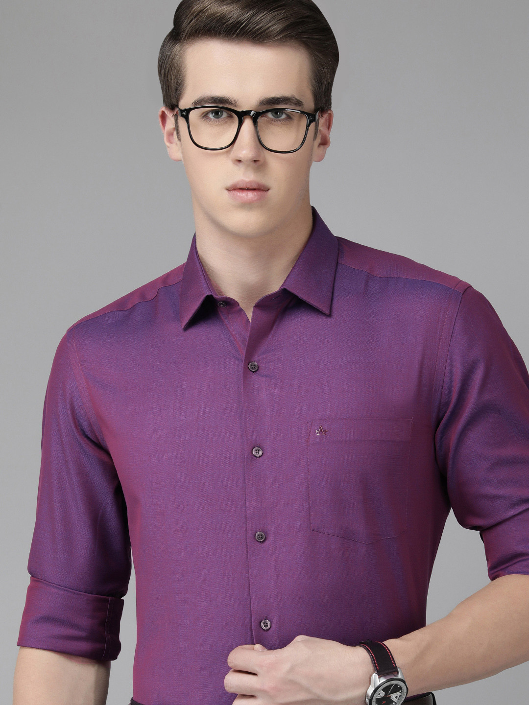 

Arrow Men Pure Cotton Original Slim Fit Formal Shirt, Purple