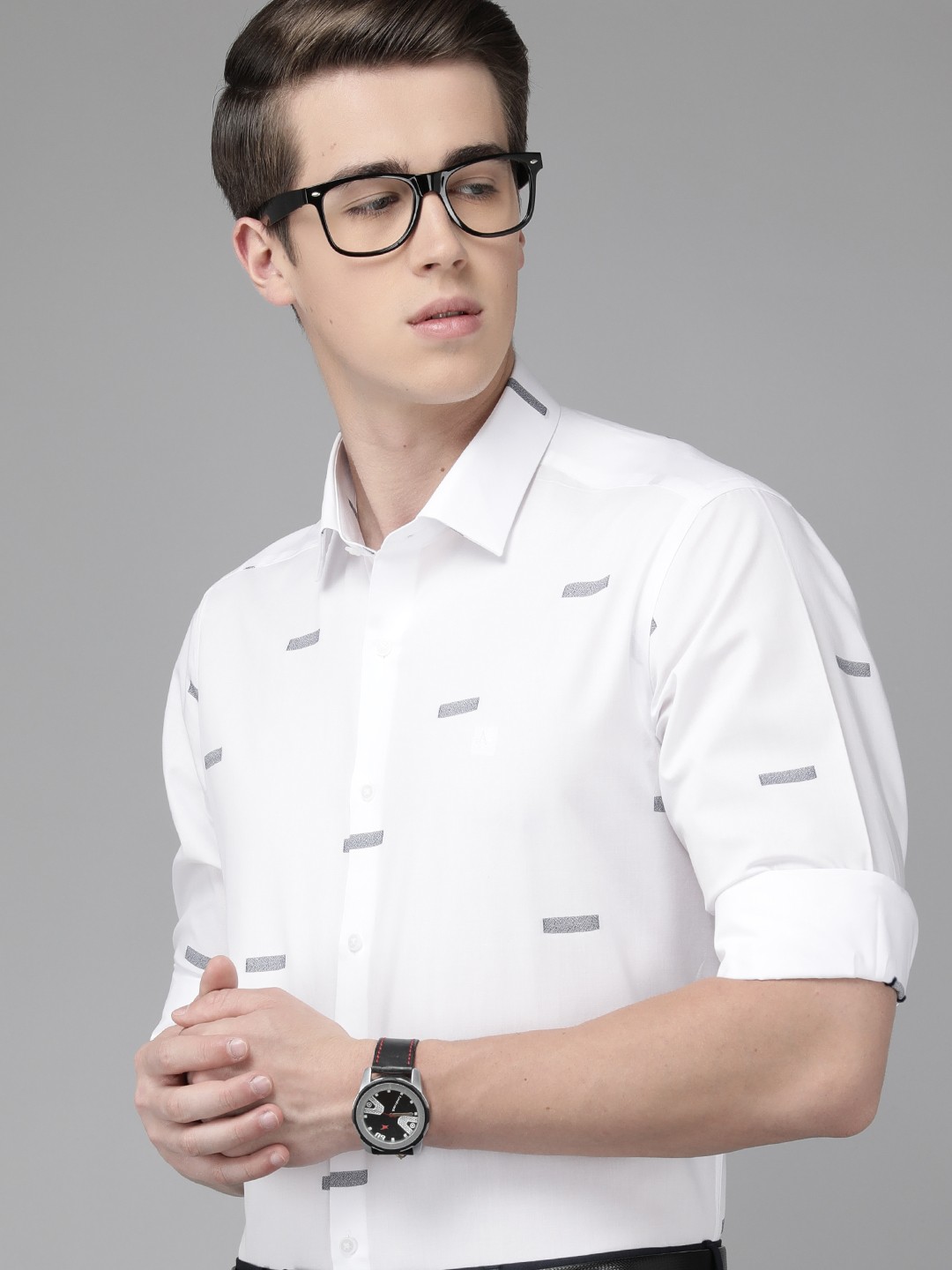 

Arrow Men Pure Cotton Original Slim Fit Opaque Printed Formal Shirt, White