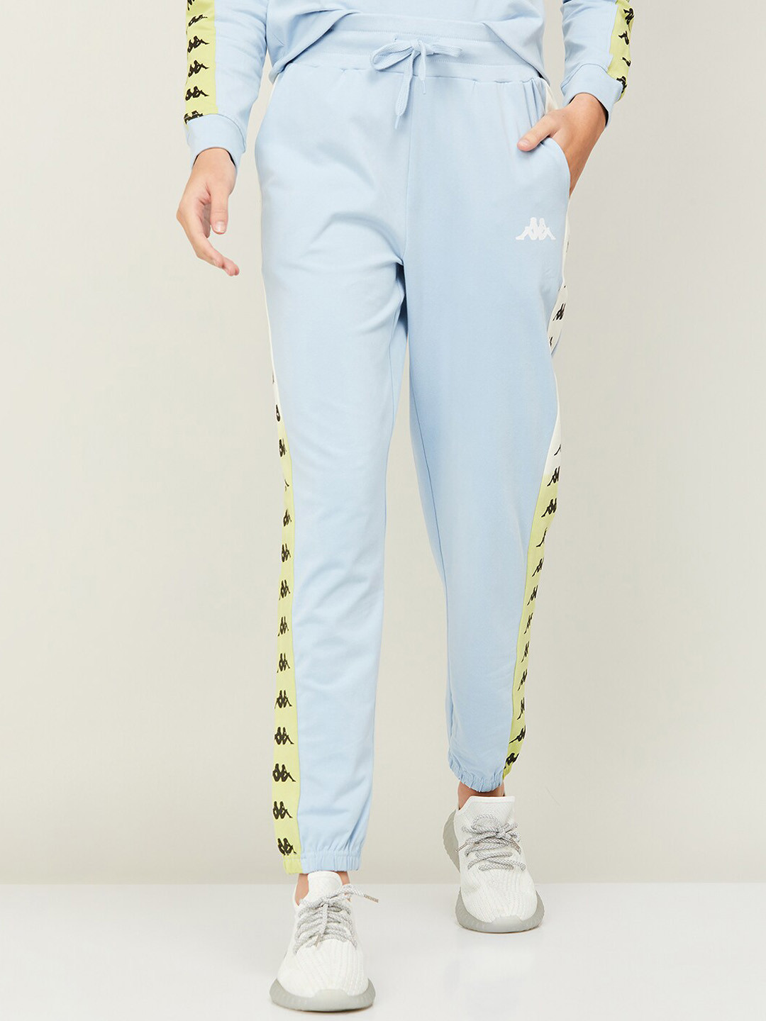 

Kappa Women Side Printed Detail Cotton Joggers, Blue
