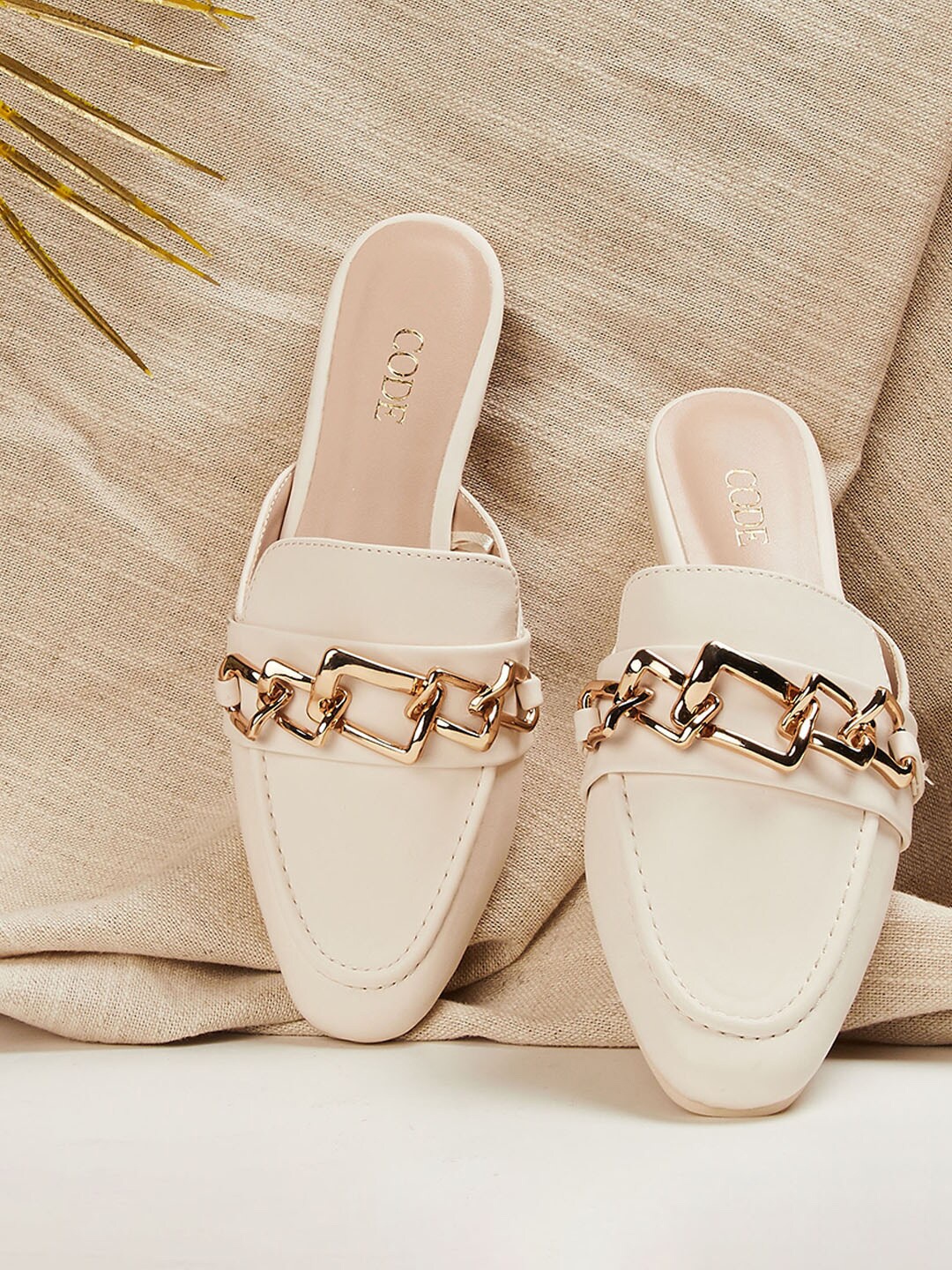 

CODE by Lifestyle Women Embellished Mules, Cream