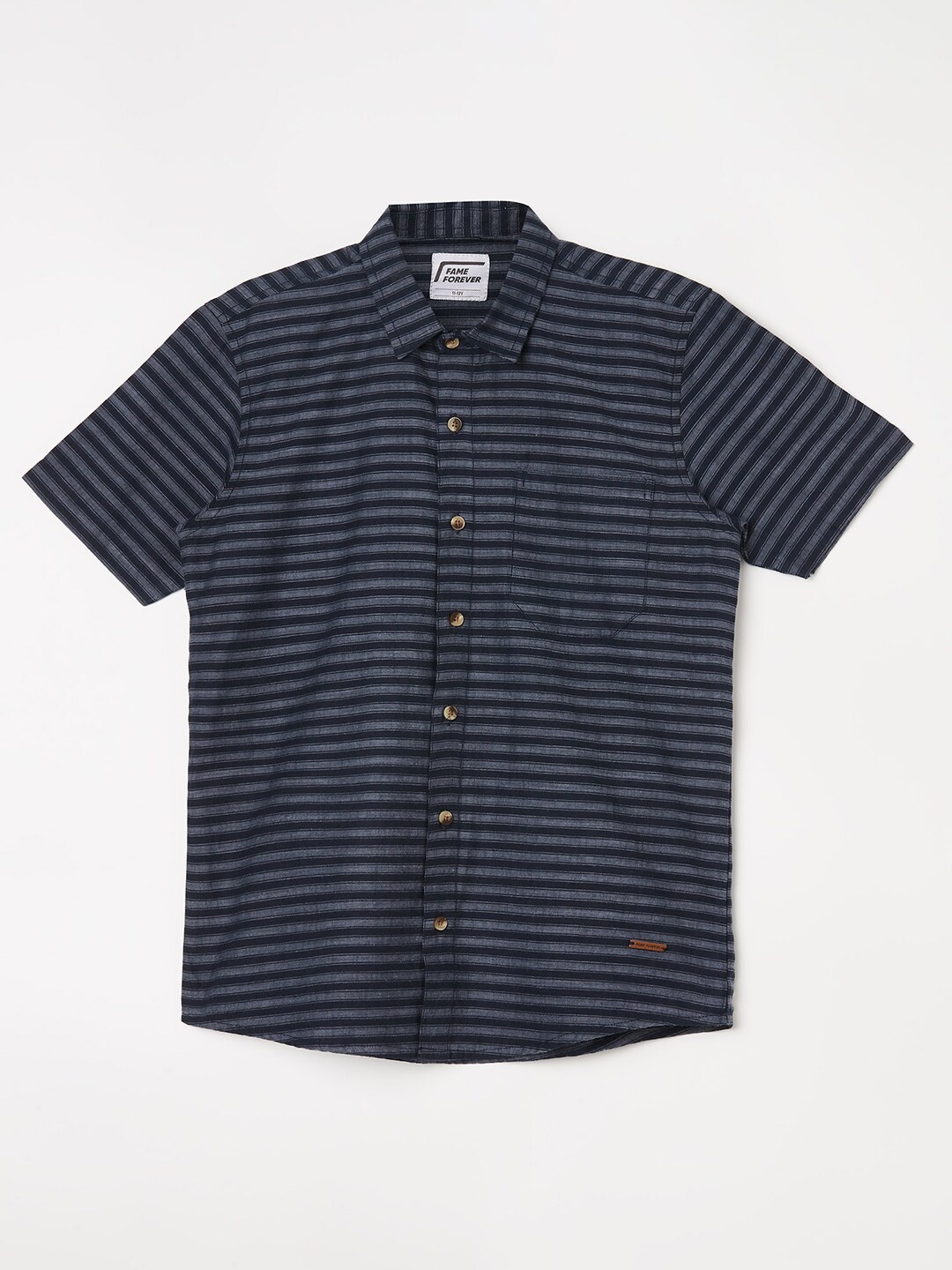 

Fame Forever by Lifestyle Boys Horizontal Striped Casual Cotton Shirt, Grey