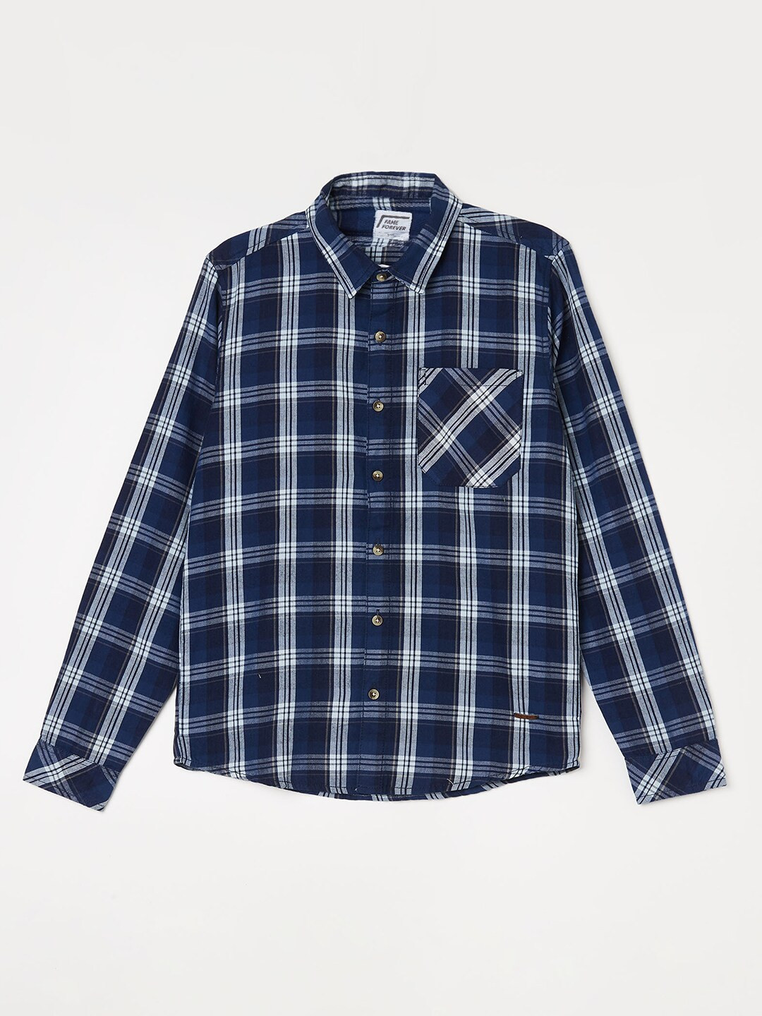 

Fame Forever by Lifestyle Boys Tartan Checks Checked Casual Cotton Shirt, Blue