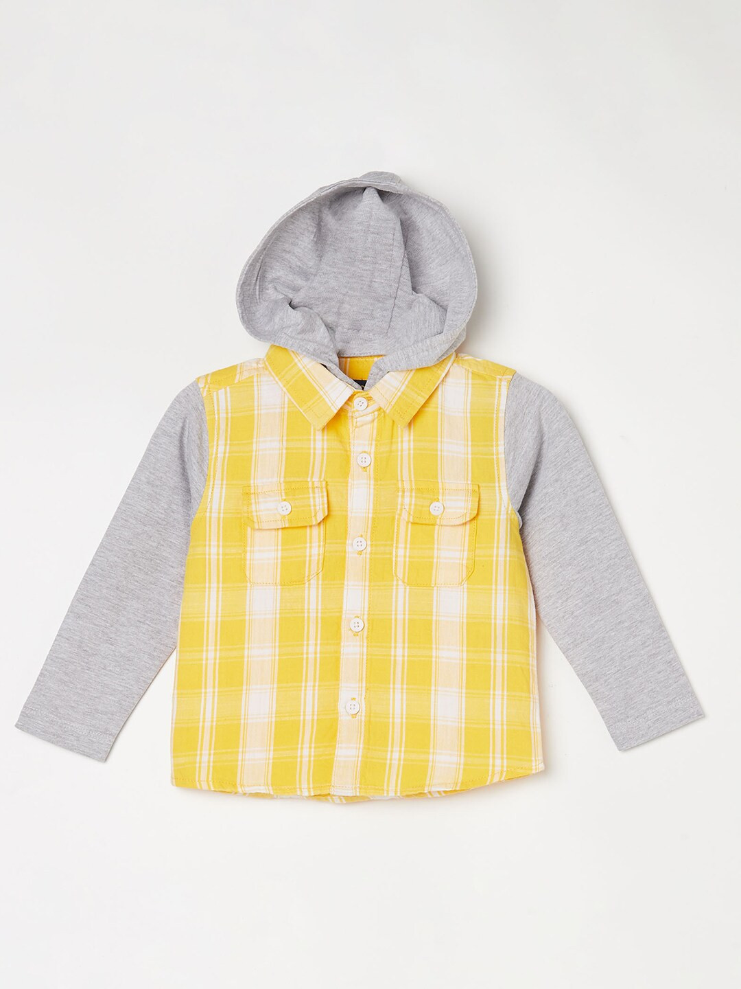 

Juniors by Lifestyle Infants Boys Hooded Tartan Checked Casual Cotton Shirt, Yellow