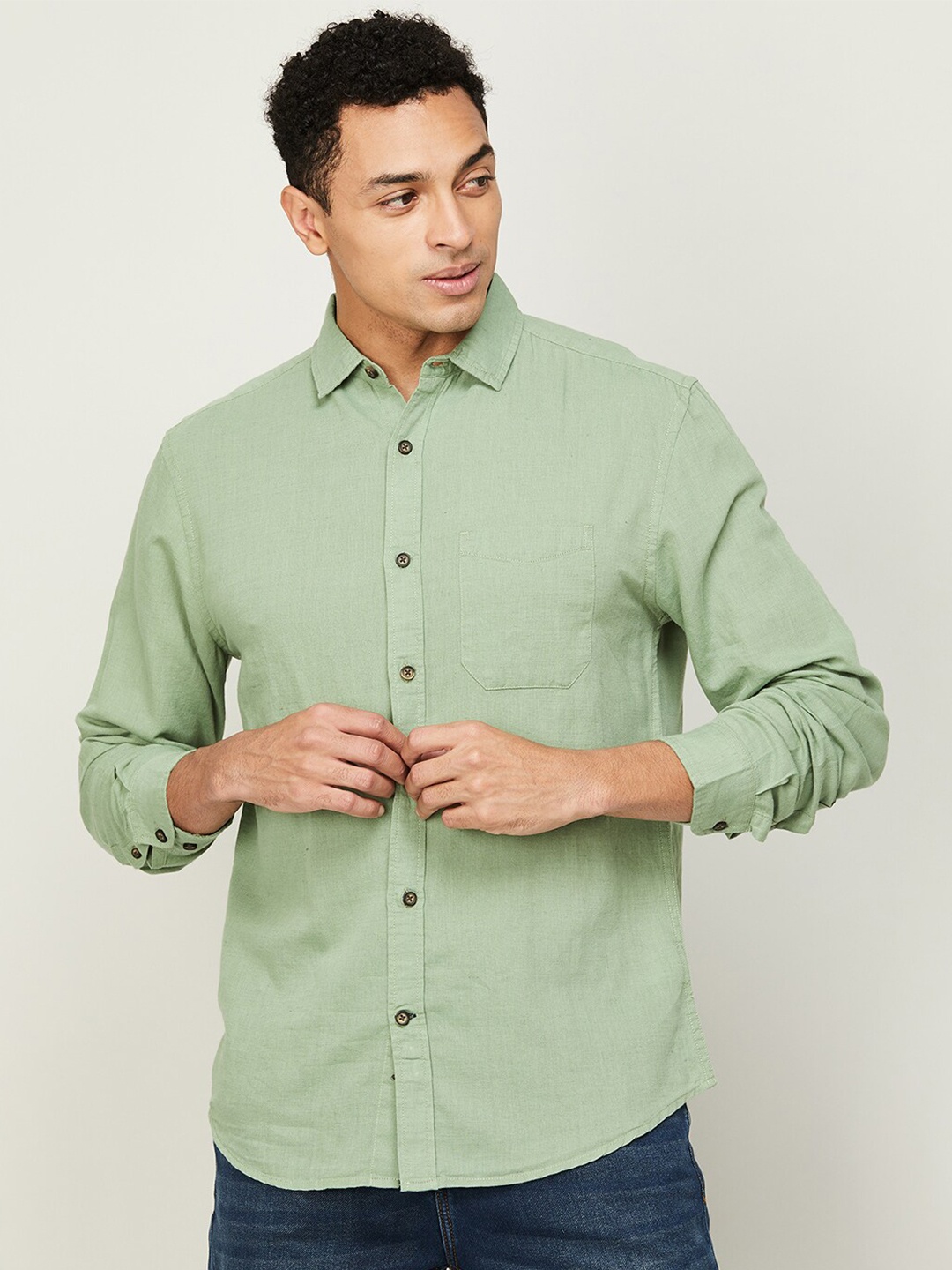 

Fame Forever by Lifestyle Casual Cotton Shirt, Green