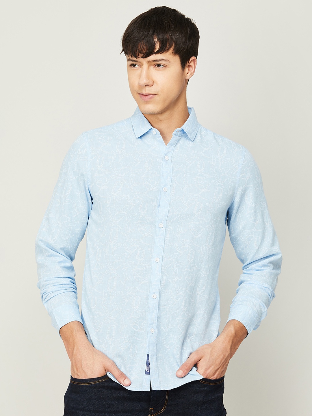 

Fame Forever by Lifestyle Men Floral Printed Cotton Casual Shirt, Blue