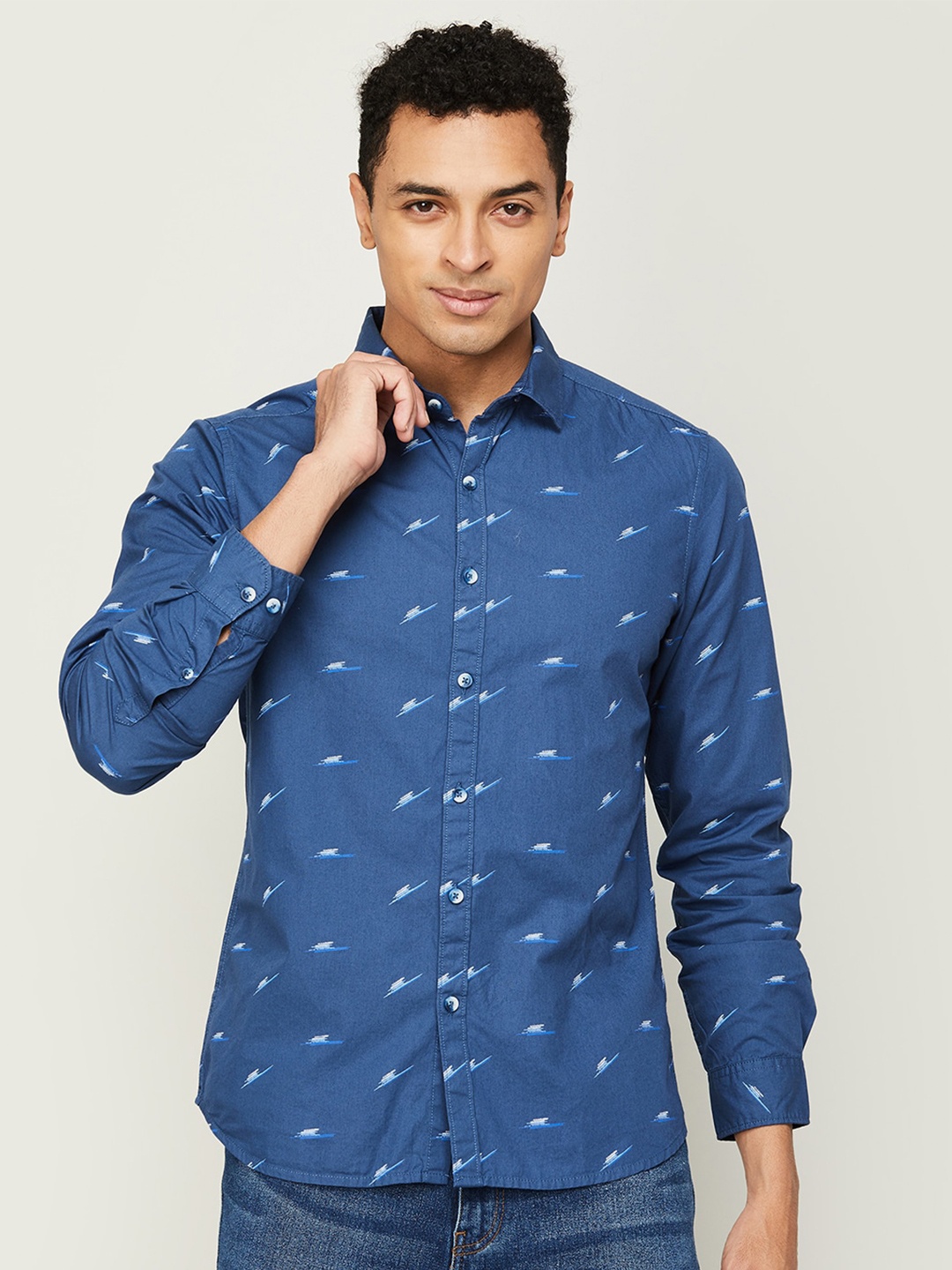 

Fame Forever by Lifestyle Men Abstract Printed Casual Cotton Shirt, Navy blue