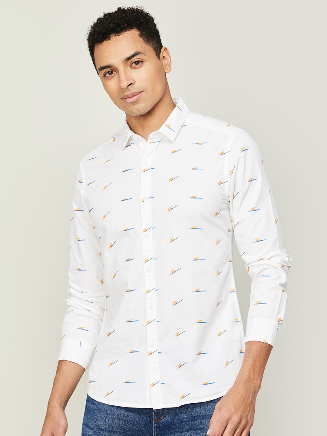

Fame Forever by Lifestyle Men Abstract Printed Casual Cotton Shirt, White