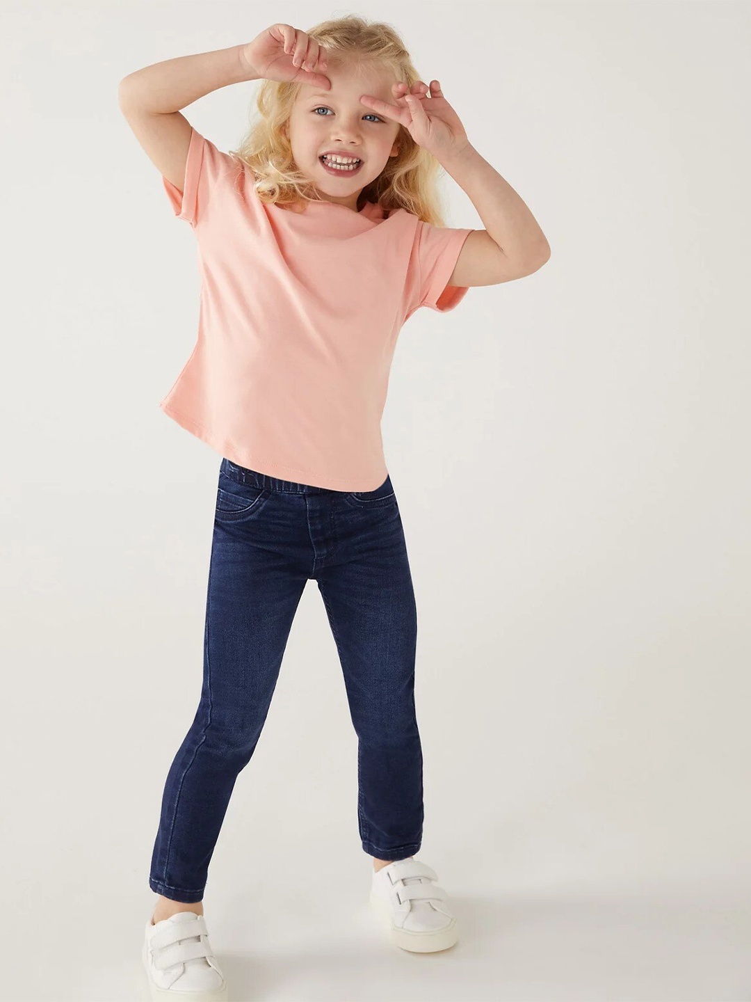 

Marks & Spencer Girls Slim Fit Denim Jeggings, Navy blue