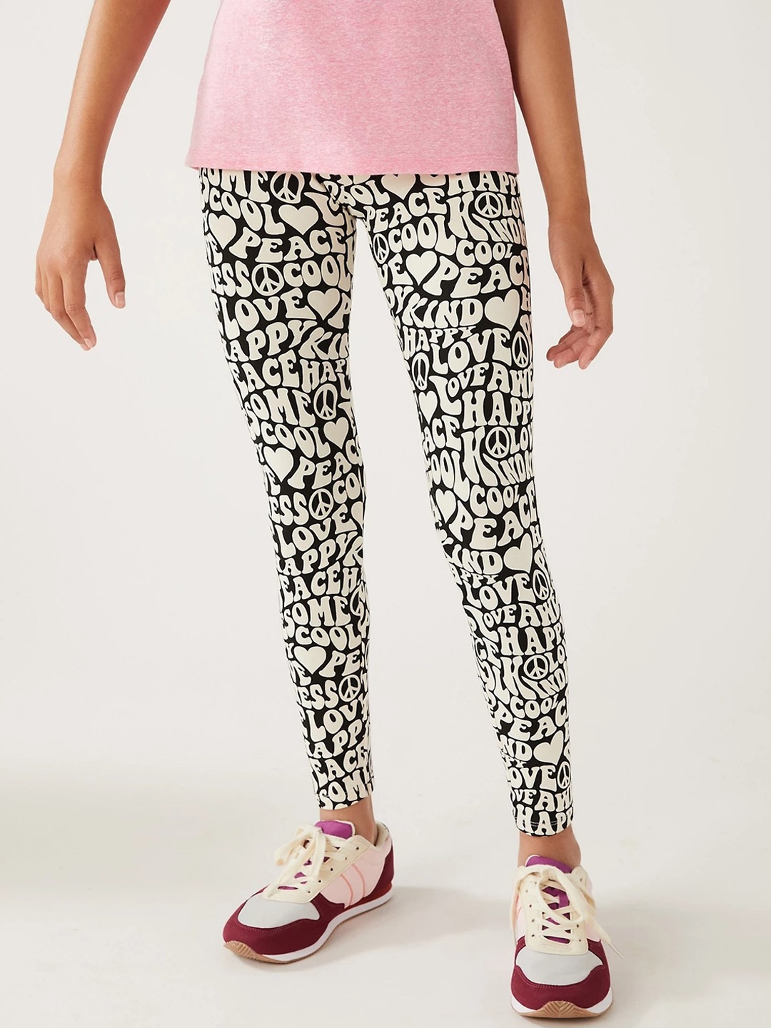 

Marks & Spencer Girls Printed Ankle Length Leggings, Black