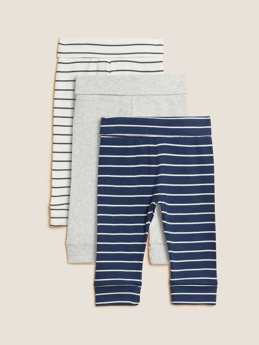 

Marks & Spencer Infant Boys Striped Mid-Rise Pure Cotton Lounge Pants, White