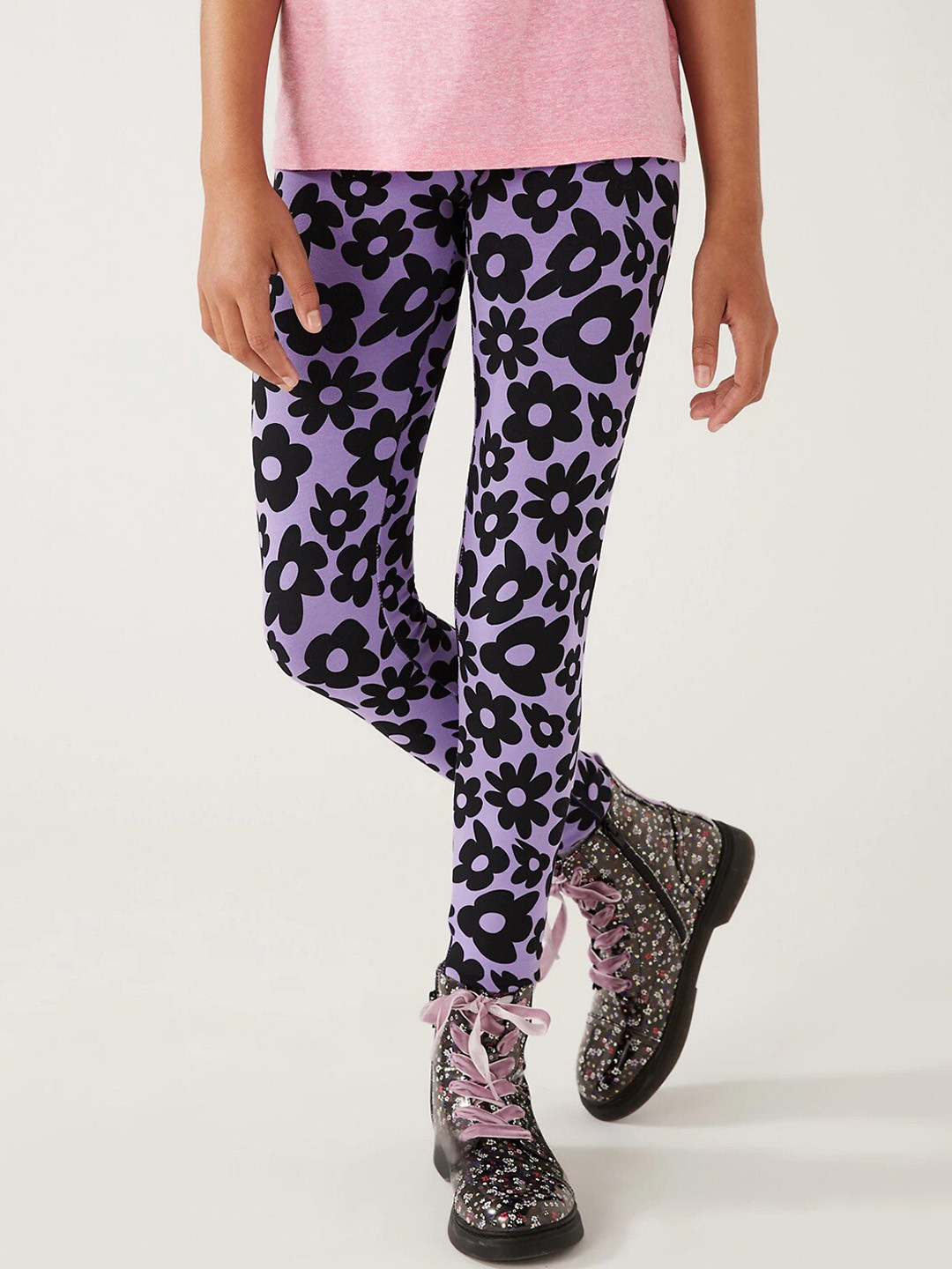 

Marks & Spencer Girls Printed Ankle Length Leggings, Purple