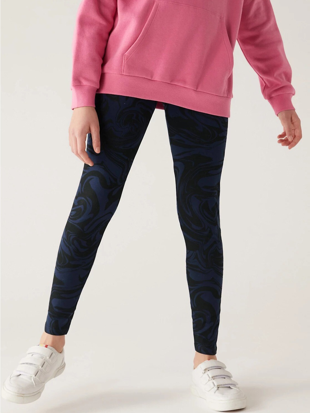 

Marks & Spencer Girls Printed Ankle Length Leggings, Navy blue