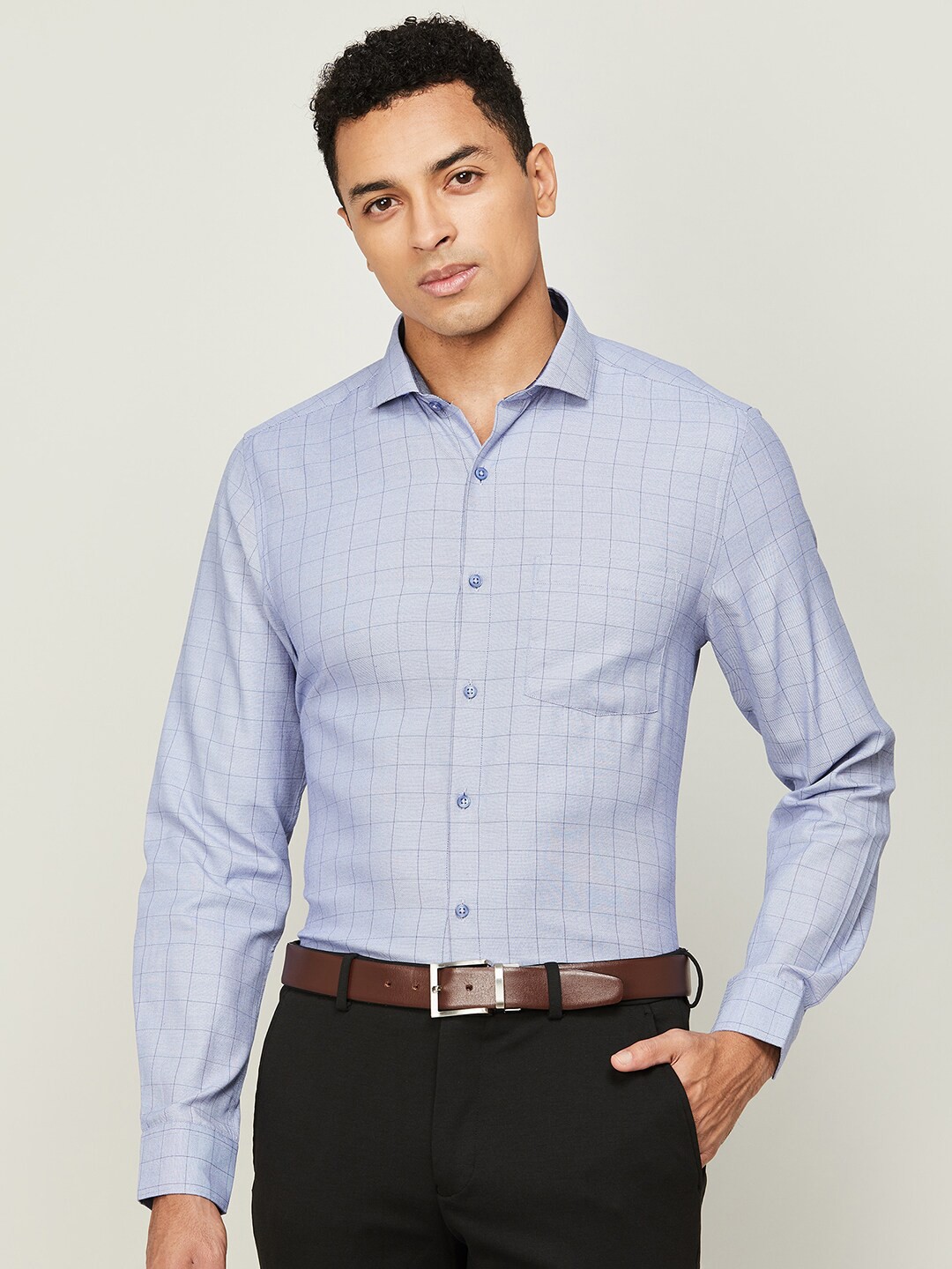 

CODE by Lifestyle Men Checked Cotton Formal Shirt, Blue
